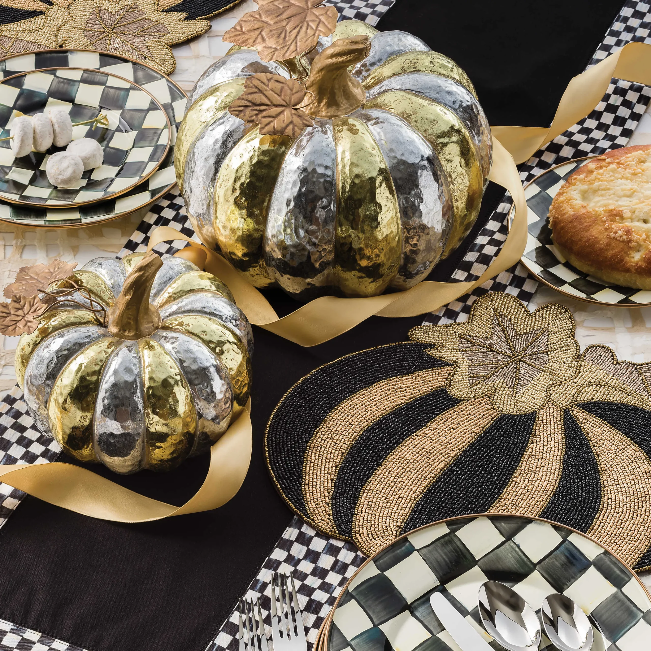 MacKenzie-Childs Courtly Check Table Runner - Black* Kitchen & Table Linens