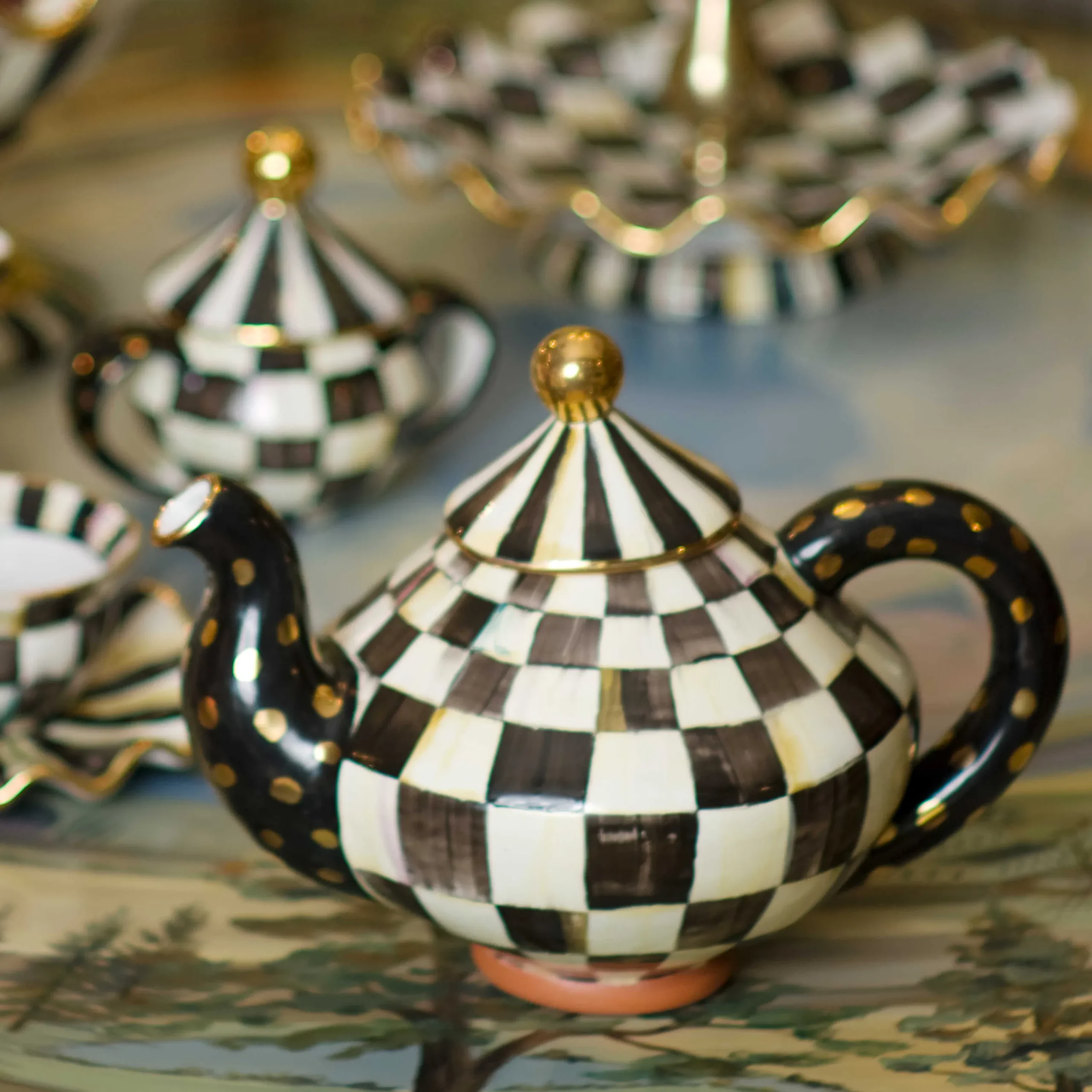 MacKenzie-Childs Courtly Check Teapot* Outdoor Entertaining