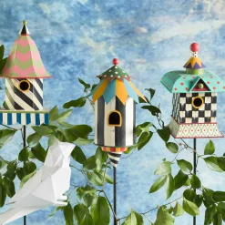 MacKenzie-Childs Courtly Stripe Birdhouse Stake* Garden Accessories
