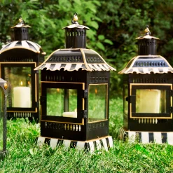 MacKenzie-Childs Courtly Stripe Candle Lantern - Small* Outdoor Decor