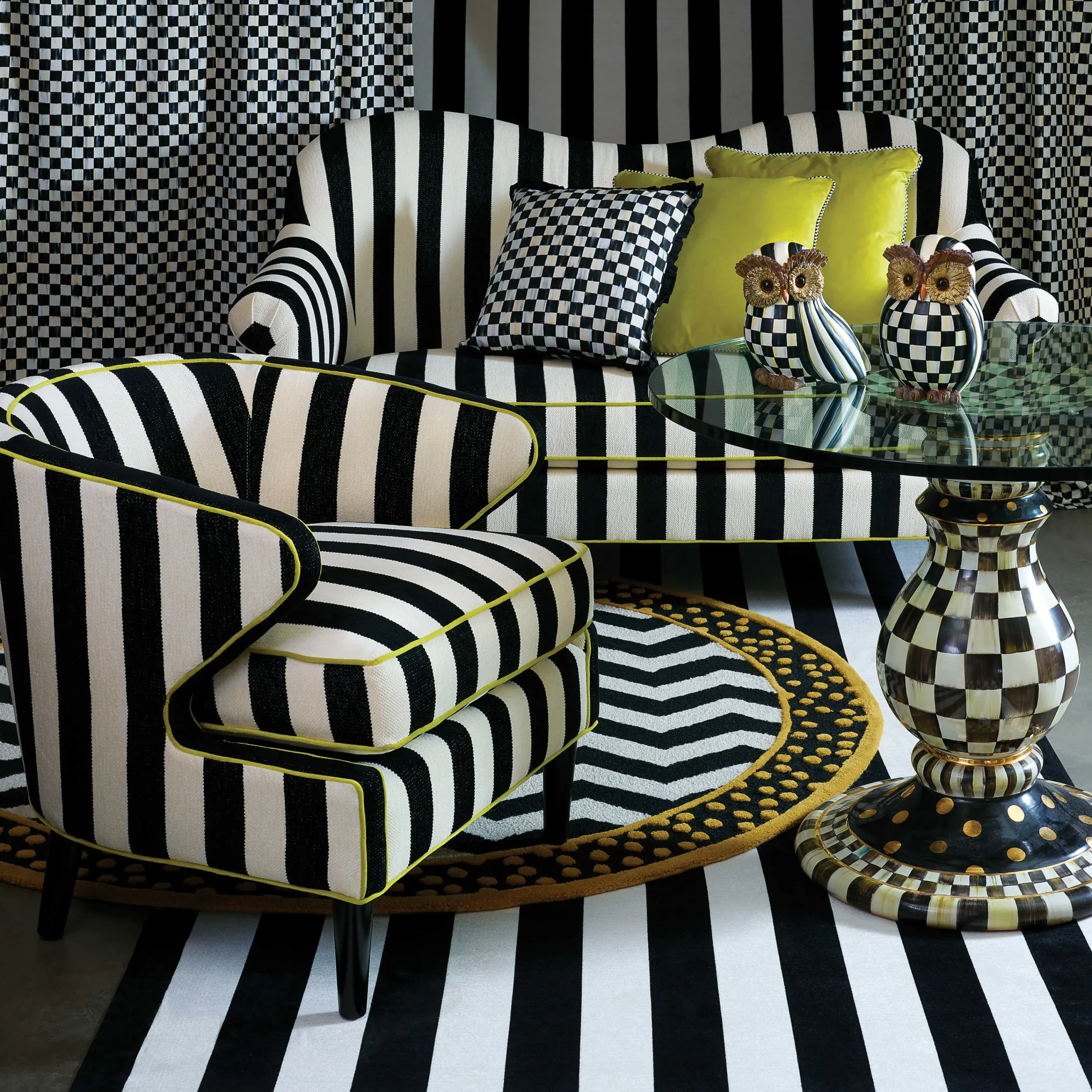 MacKenzie-Childs Courtly Stripe Owl* Room Accents