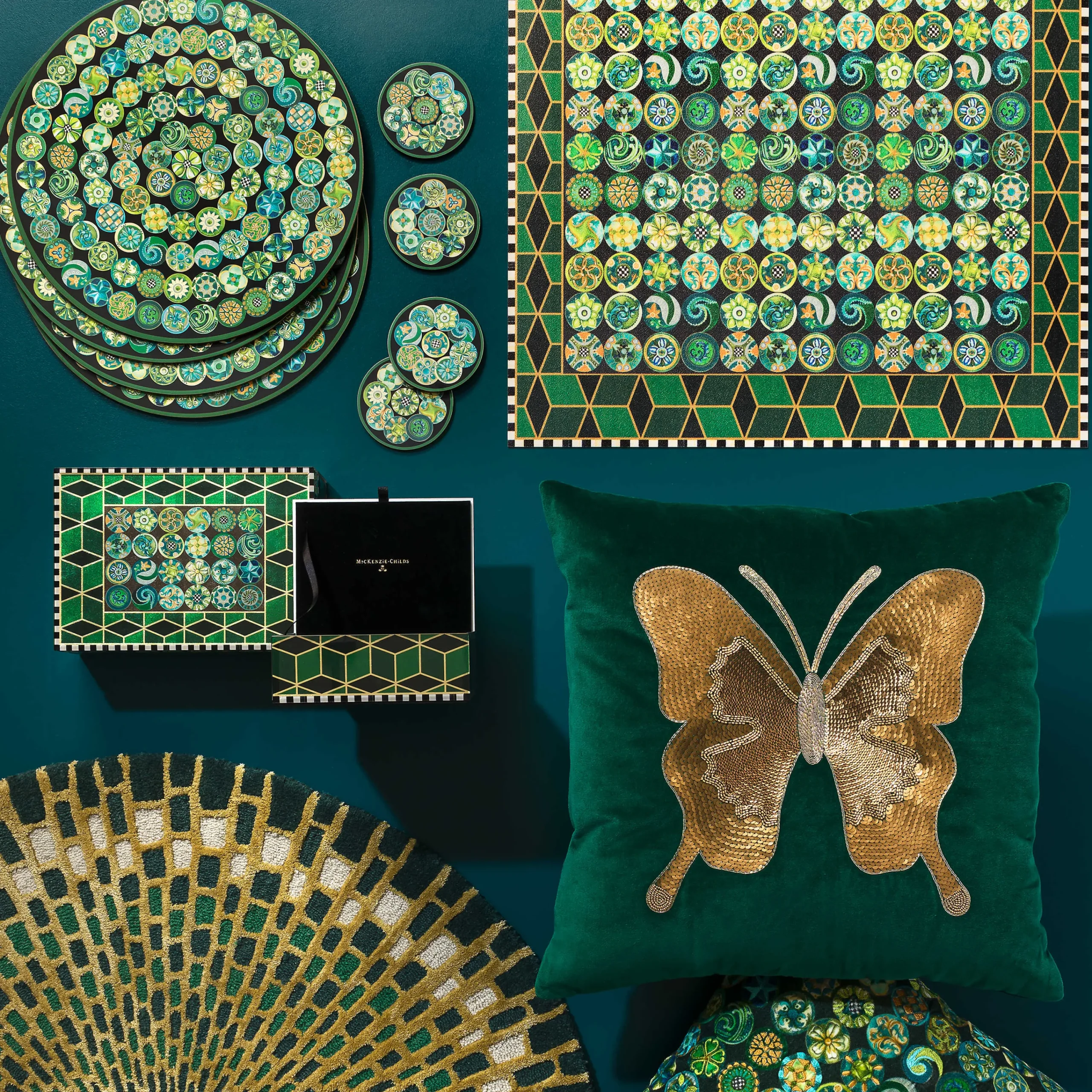 MacKenzie-Childs Emerald Butterfly Pillow* Pillows, Throws, & Cushions