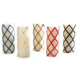MacKenzie-Childs Fishnet Sparkle Pillar Candle - 6