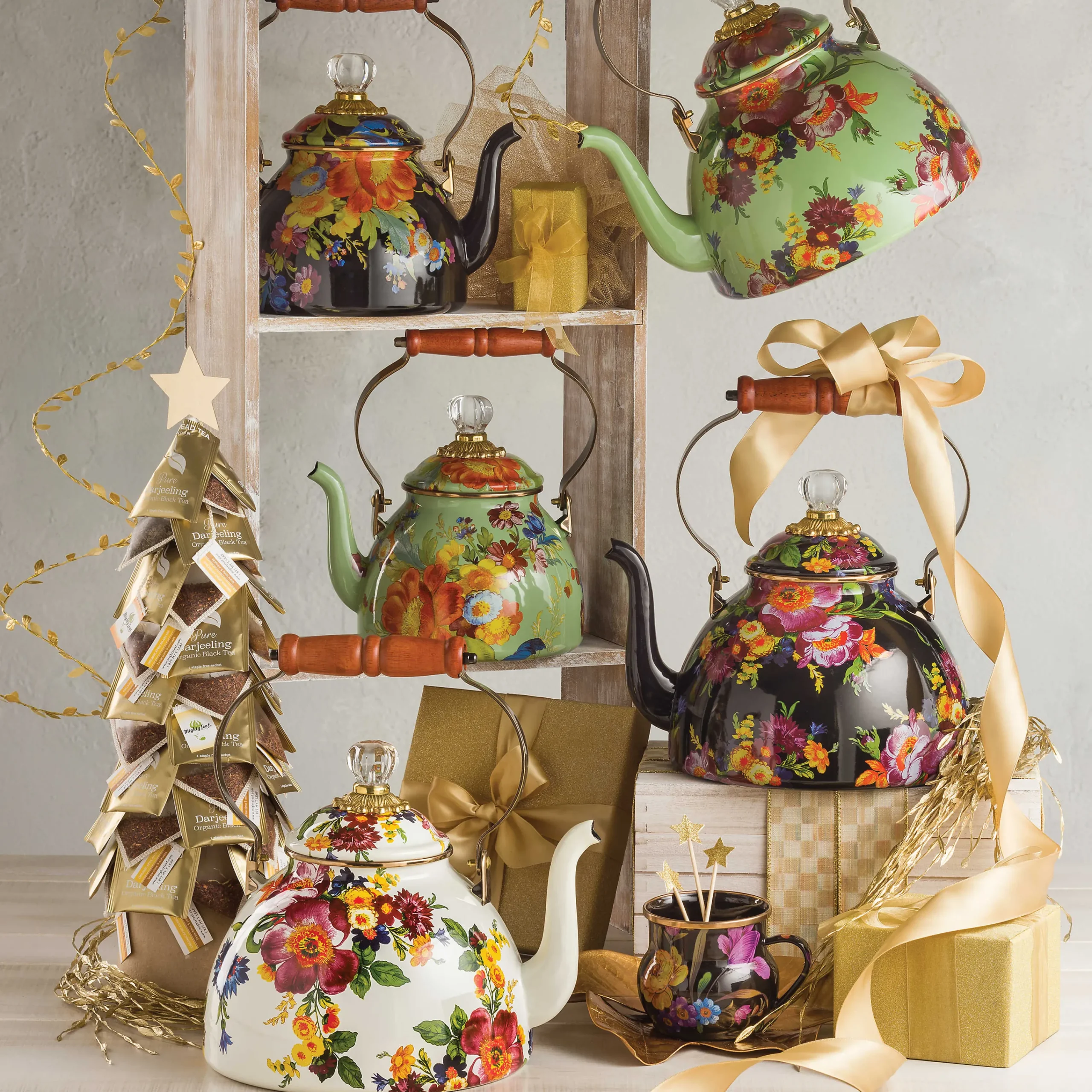 MacKenzie-Childs Flower Market 3 Quart Tea Kettle - White* Tea Kettles