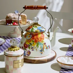 MacKenzie-Childs Flower Market 2 Quart Tea Kettle - White* Tea Kettles