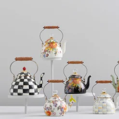MacKenzie-Childs Flower Market 2 Quart Tea Kettle - White* Tea Kettles
