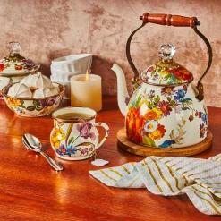 MacKenzie-Childs Flower Market 2 Quart Tea Kettle - White* Tea Kettles