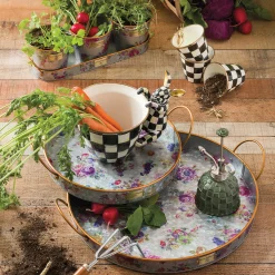 MacKenzie-Childs Flower Market Galvanized Herb Pots With Tray - Set Of 3* Pots & Planters