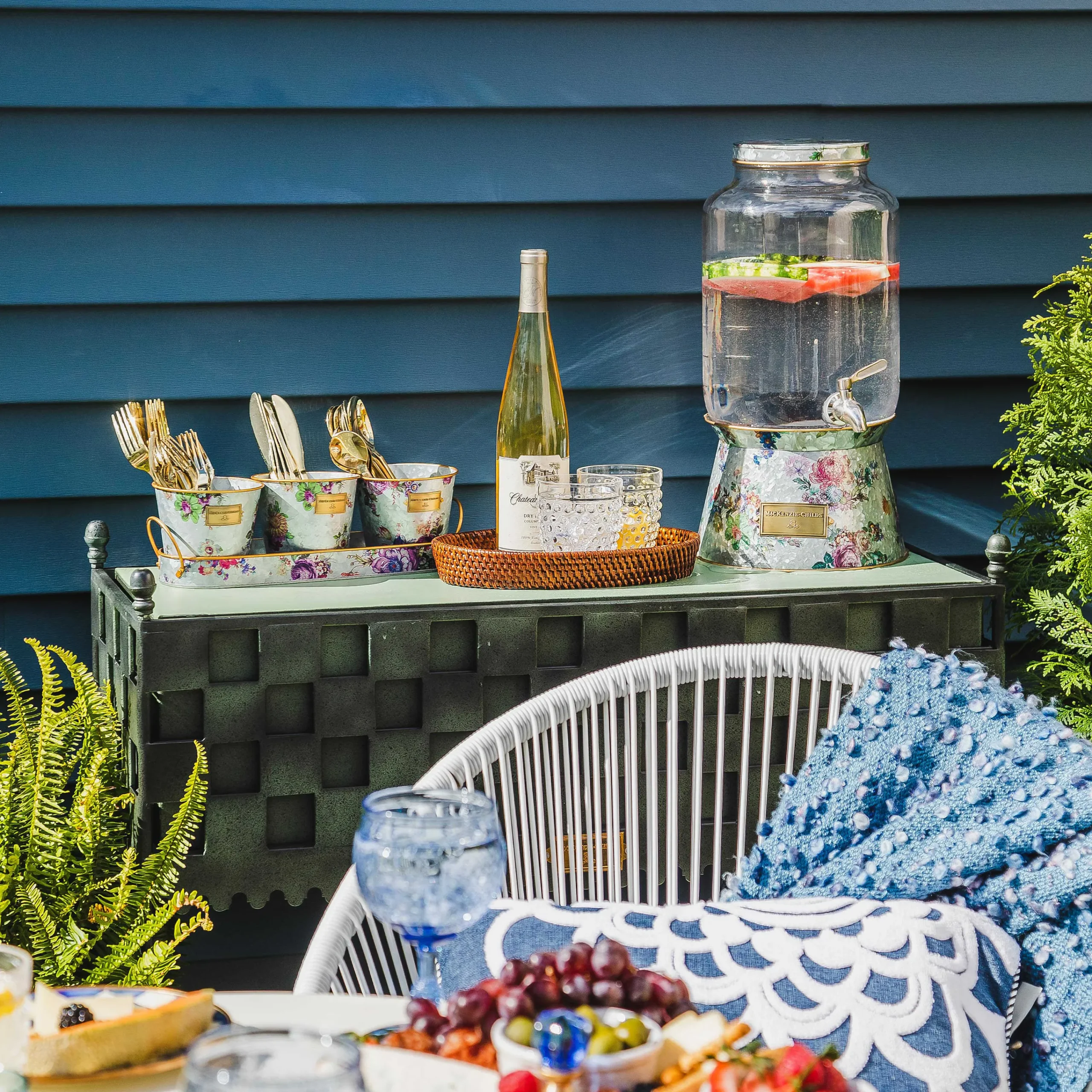 MacKenzie-Childs Flower Market Galvanized Herb Pots With Tray - Set Of 3* Pots & Planters