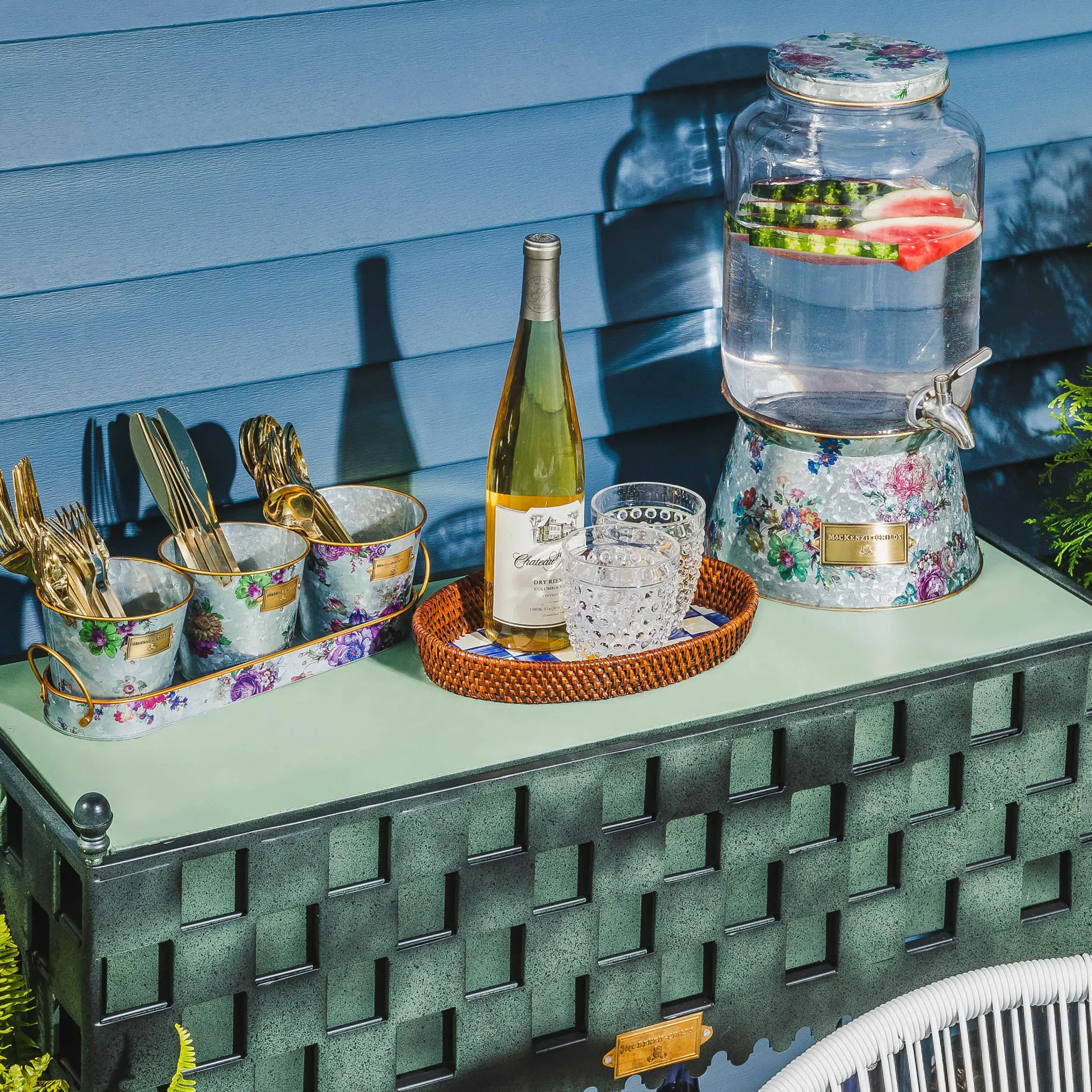 MacKenzie-Childs Flower Market Galvanized Herb Pots With Tray - Set Of 3* Pots & Planters