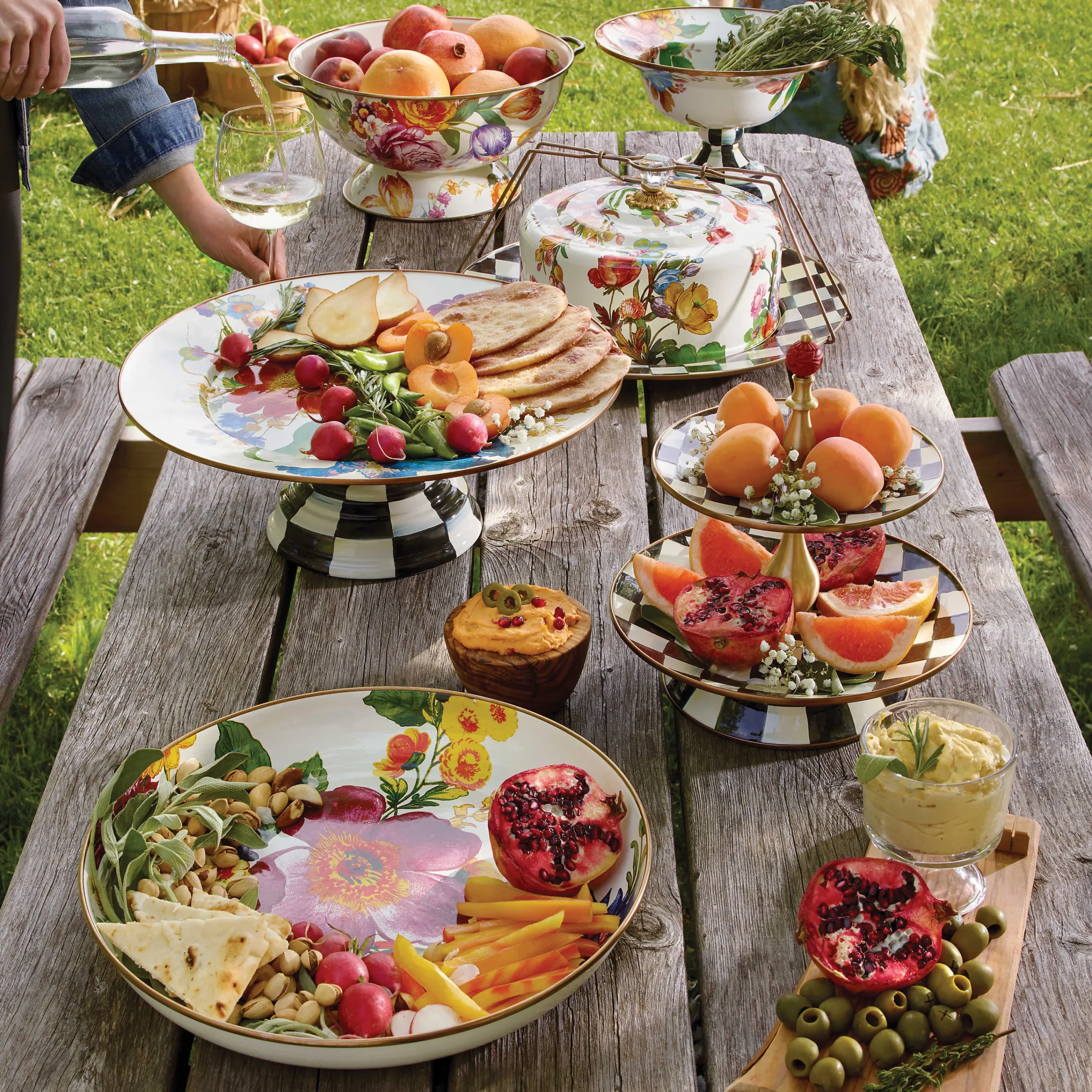 MacKenzie-Childs Flower Market Large Compote - White* Outdoor Entertaining