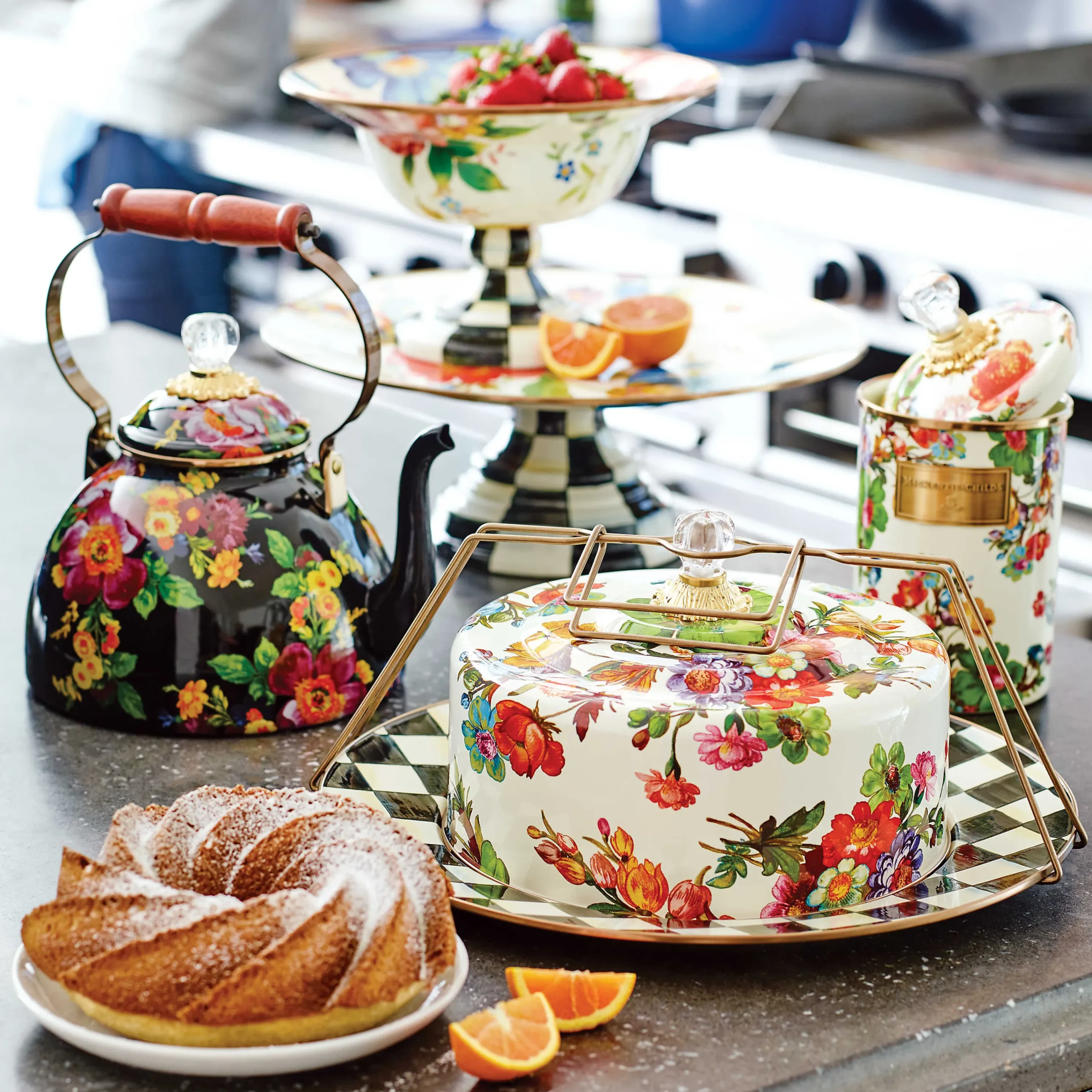 MacKenzie-Childs Flower Market Large Compote - White* Outdoor Entertaining