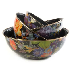 MacKenzie-Childs Flower Market Large Everyday Bowl - Black* Serveware