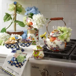 MacKenzie-Childs Flower Market Lidded Sugar Bowl - White* Outdoor Entertaining