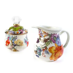 MacKenzie-Childs Flower Market Lidded Sugar Bowl - White* Outdoor Entertaining
