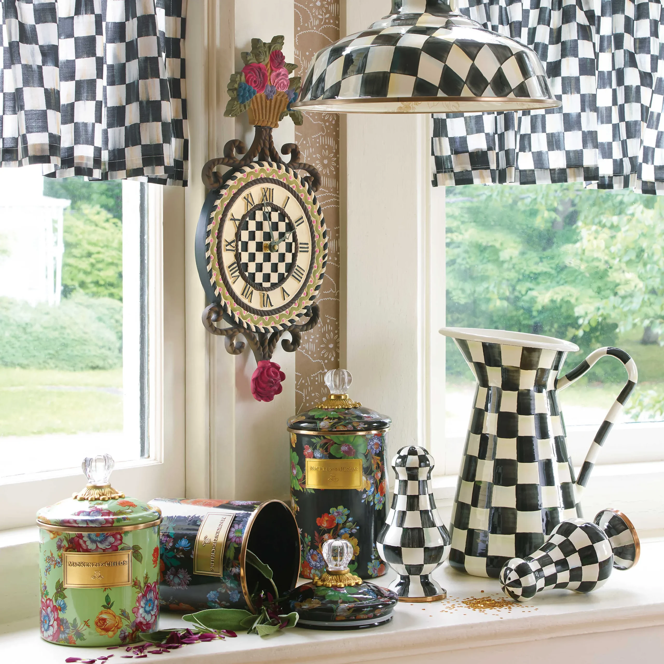 MacKenzie-Childs Flower Market Medium Canister - Black* Room Accents