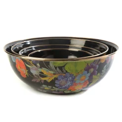 MacKenzie-Childs Flower Market Medium Everyday Bowl - Black* Serveware