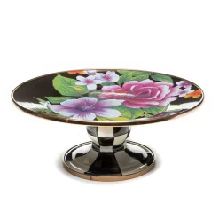MacKenzie-Childs Flower Market Mini Pedestal Platter - Black* Outdoor Entertaining