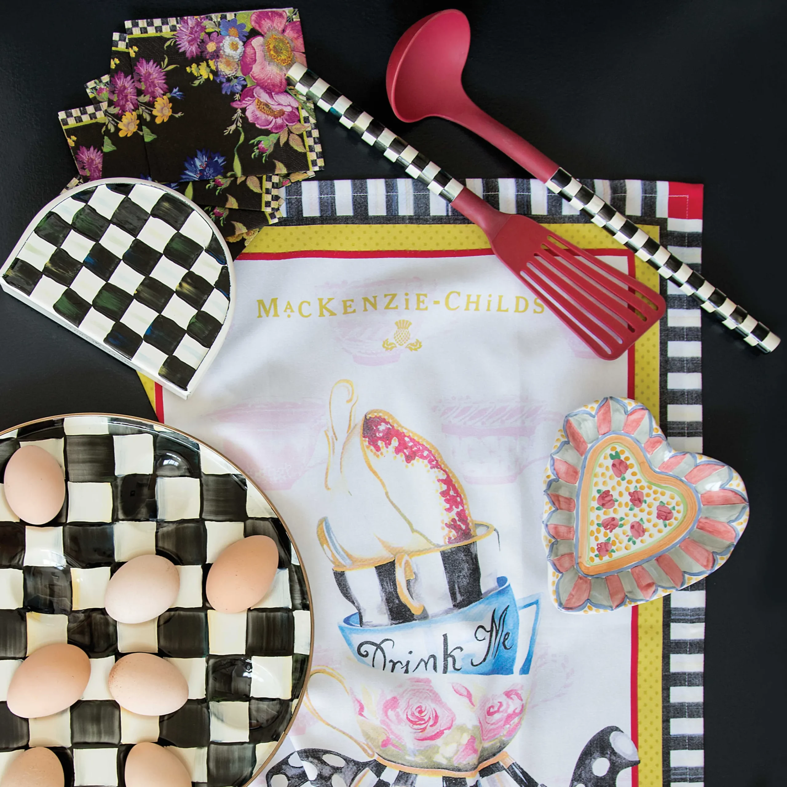 MacKenzie-Childs Flower Market Paper Napkins - Cocktail - Black* Outdoor Entertaining