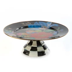 MacKenzie-Childs Flower Market Pedestal Platter - Black* Outdoor Entertaining