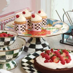 MacKenzie-Childs Flower Market Pedestal Platter - White* Outdoor Entertaining