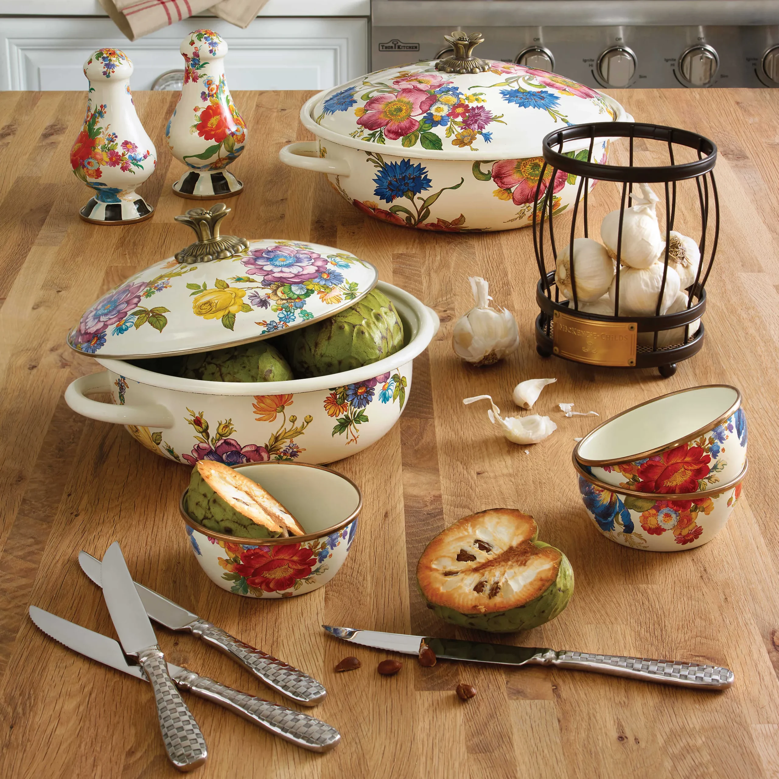 MacKenzie-Childs Flower Market Pinch Bowl - White* Outdoor Entertaining