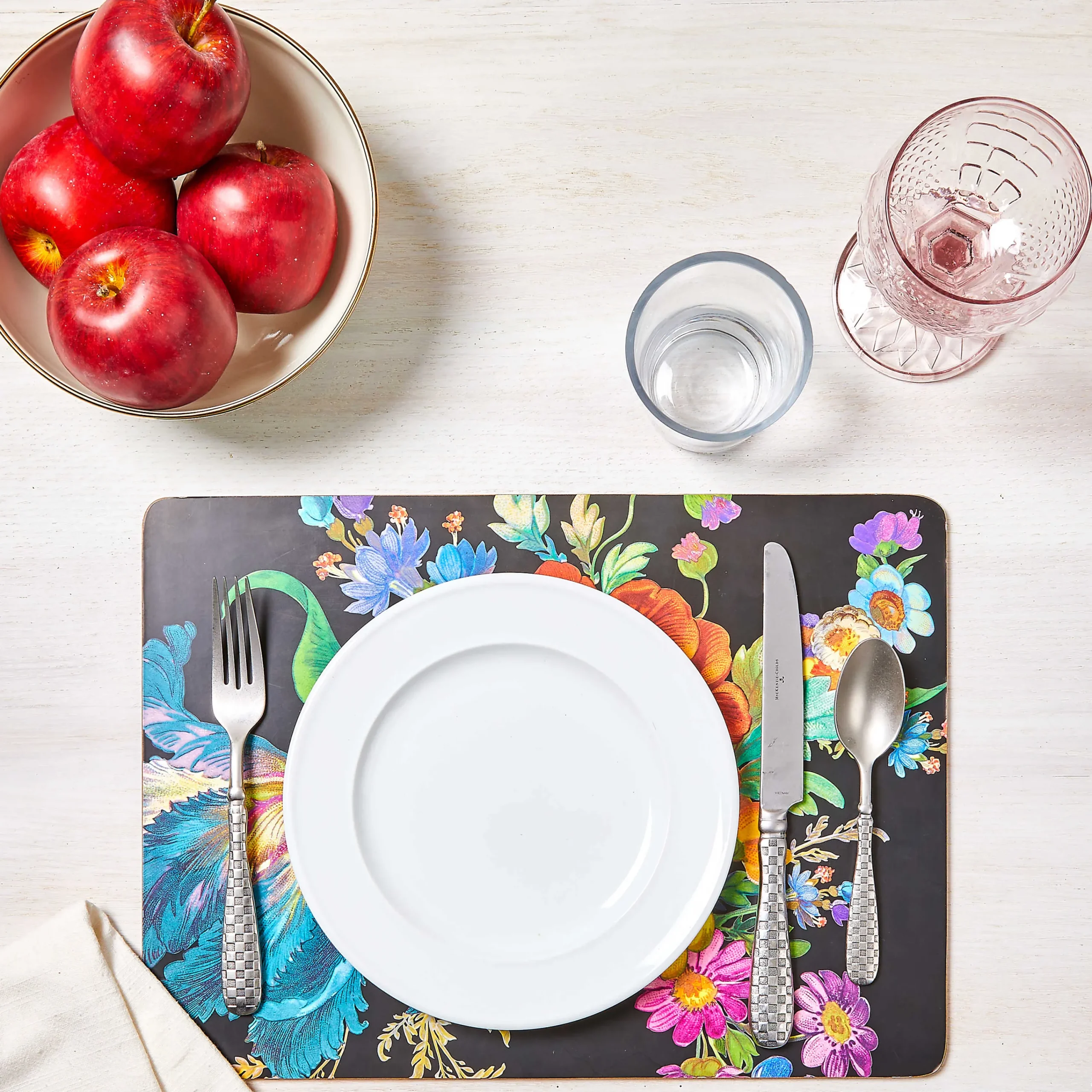 MacKenzie-Childs Flower Market Placemats - Black - Set Of 4* Outdoor Entertaining