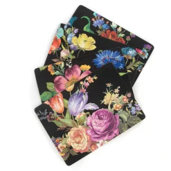MacKenzie-Childs Flower Market Placemats - Black - Set Of 4* Outdoor Entertaining
