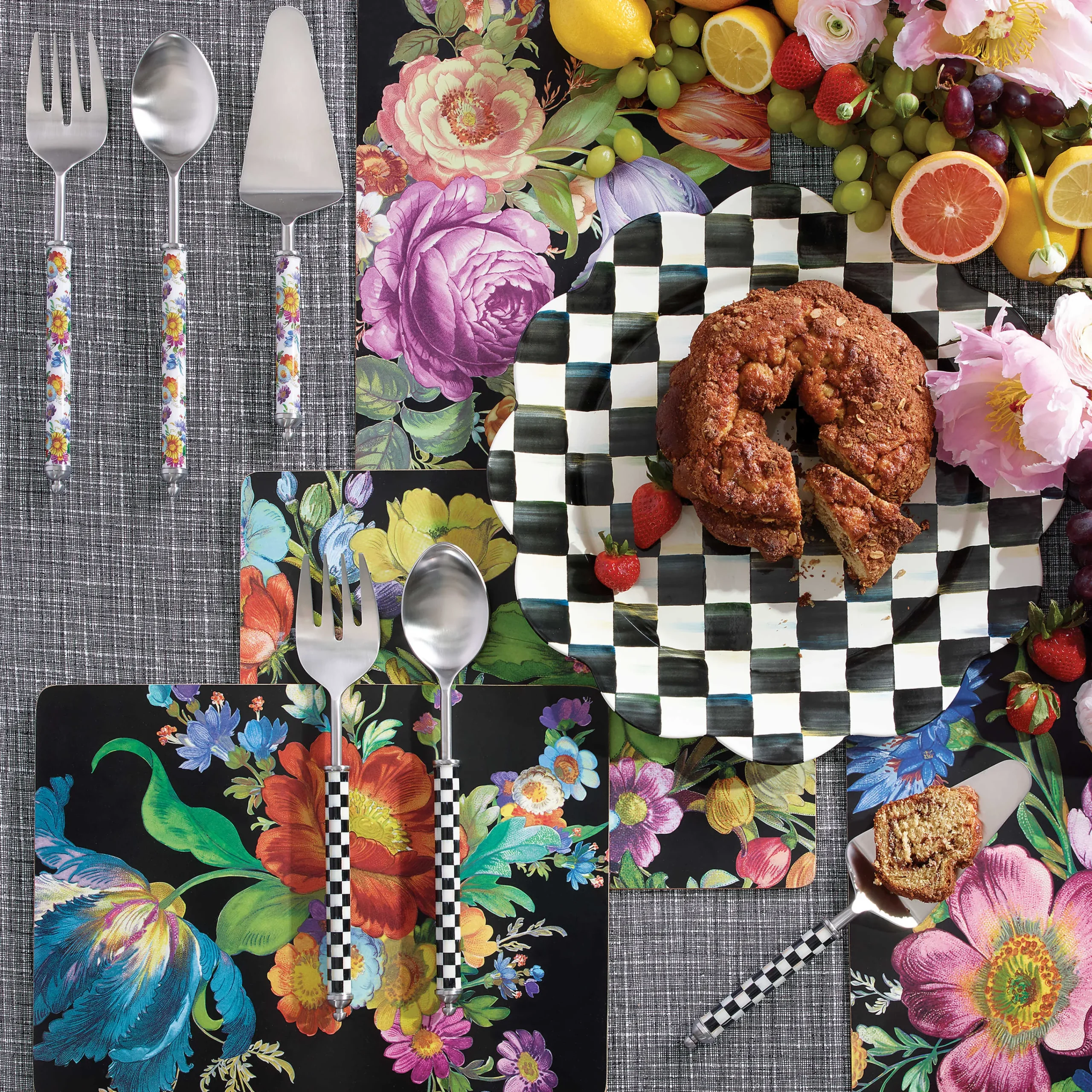 MacKenzie-Childs Flower Market Placemats - Black - Set Of 4* Outdoor Entertaining