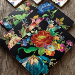 MacKenzie-Childs Flower Market Placemats - Black - Set Of 4* Outdoor Entertaining