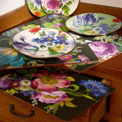 MacKenzie-Childs Flower Market Placemats - Black - Set Of 4* Outdoor Entertaining