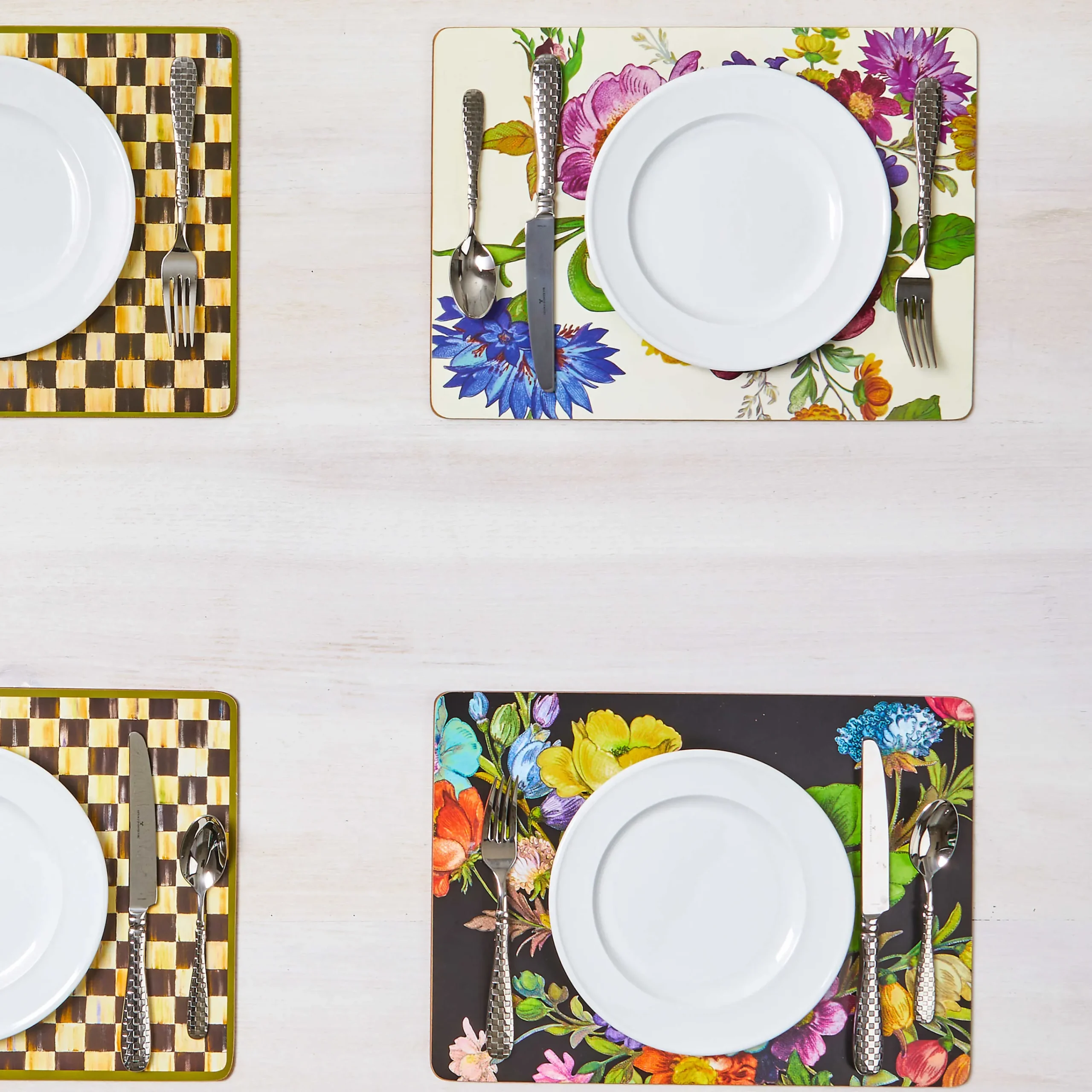 MacKenzie-Childs Flower Market Placemats - Black - Set Of 4* Outdoor Entertaining