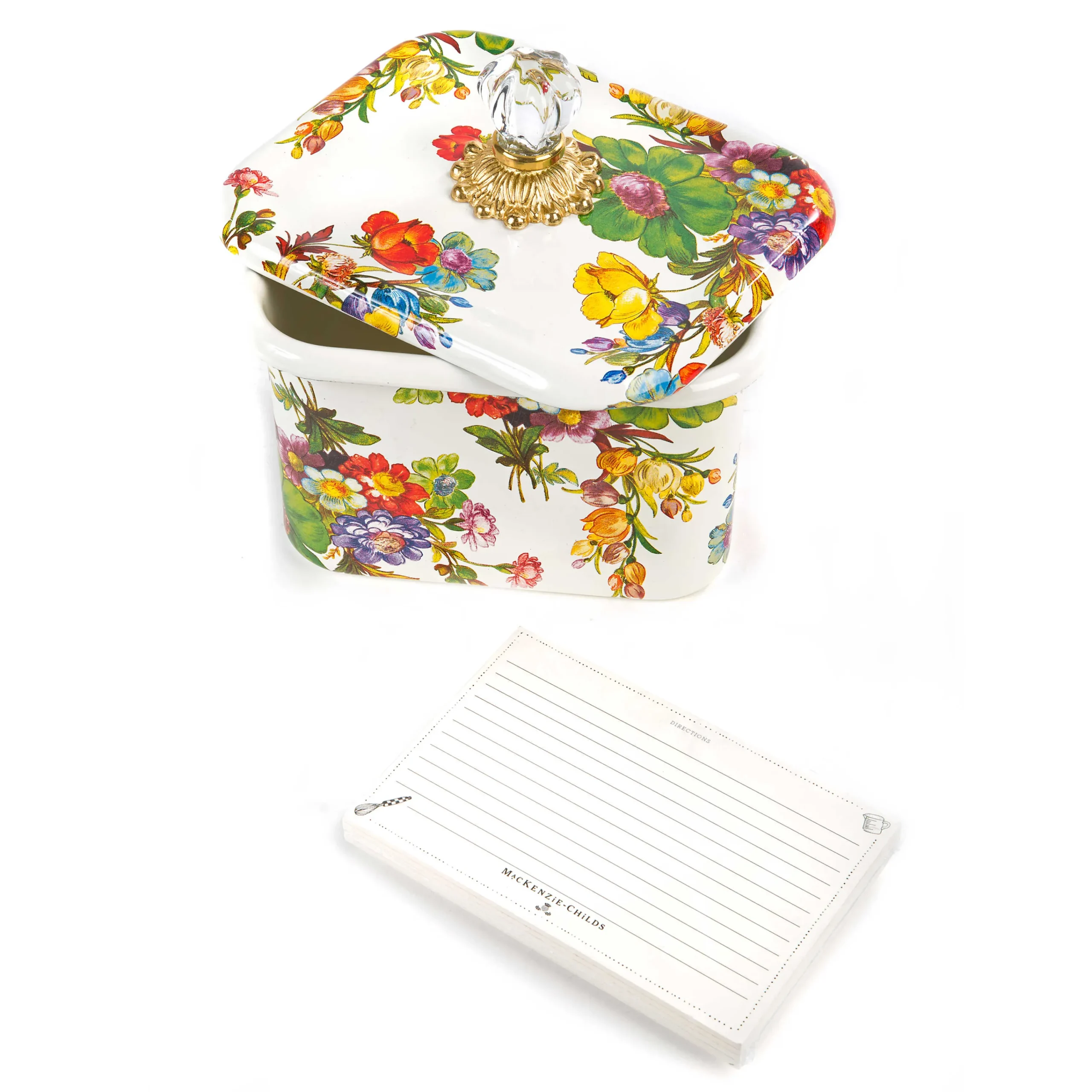 MacKenzie-Childs Flower Market Recipe Box - White* Kitchen Storage & Organization
