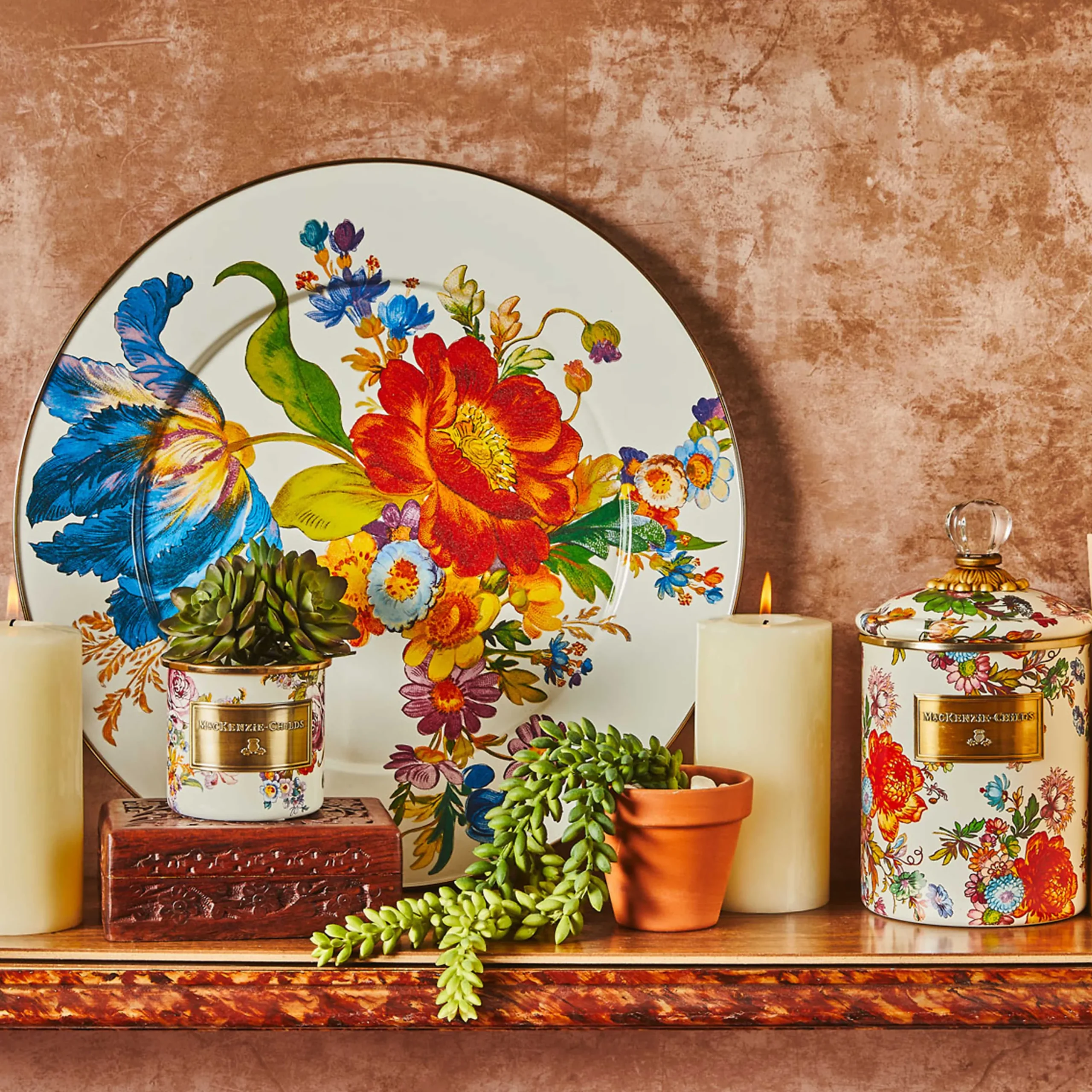 MacKenzie-Childs Flower Market Serving Platter - White* Outdoor Entertaining