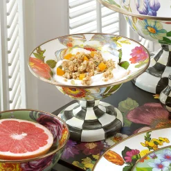 MacKenzie-Childs Flower Market Small Compote - White* Outdoor Entertaining