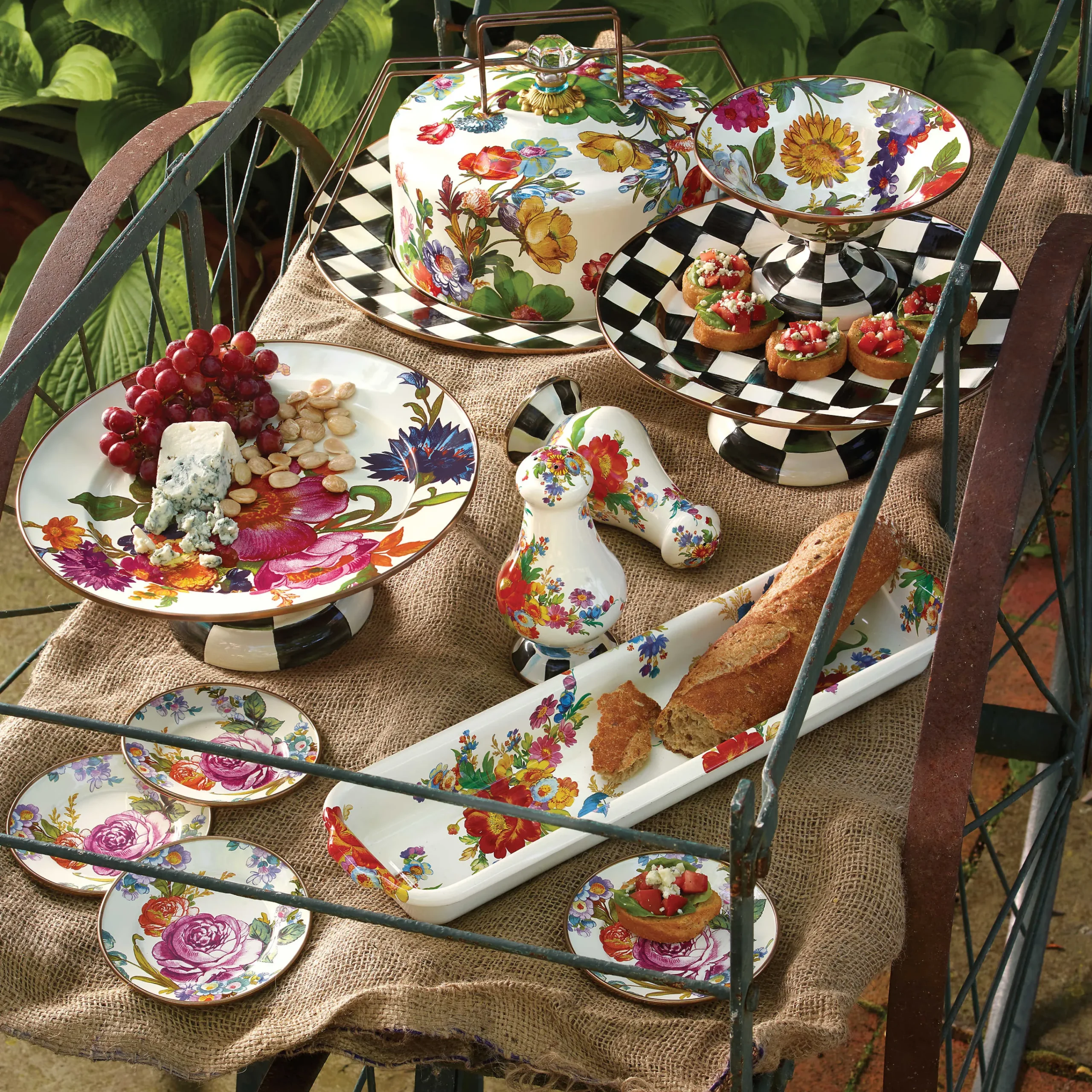 MacKenzie-Childs Flower Market Small Compote - White* Outdoor Entertaining