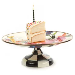 MacKenzie-Childs Flower Market Small Pedestal Platter - White* Outdoor Entertaining