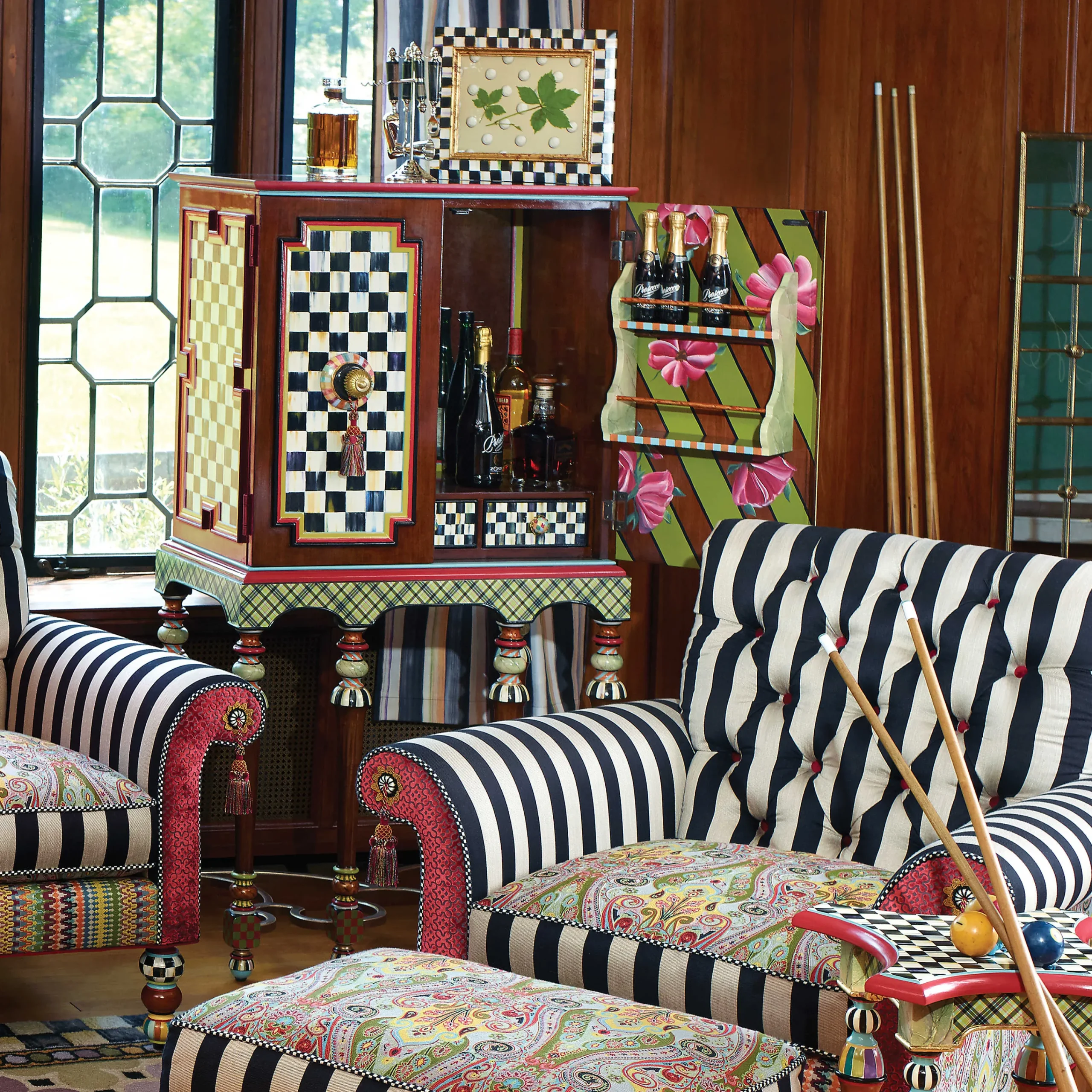 MacKenzie-Childs Foxtrot Bar Cabinet* Storage Furniture