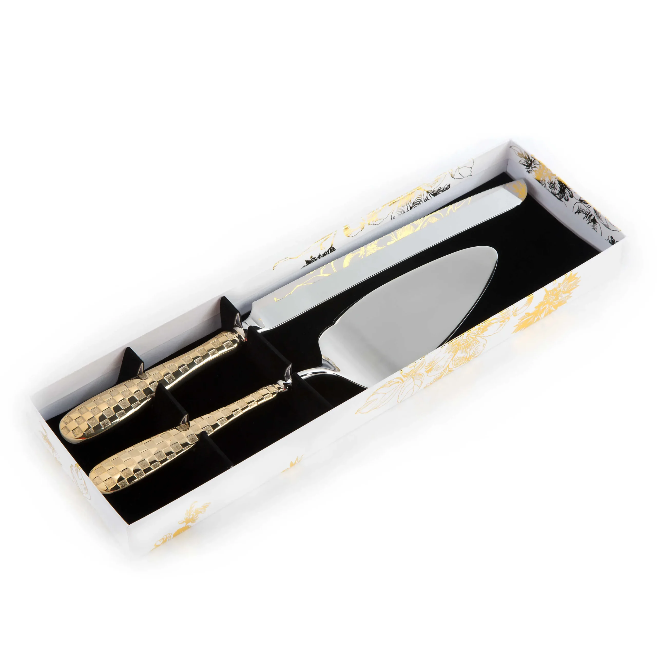 MacKenzie-Childs Gold Check Cake Serving Set* Outdoor Entertaining