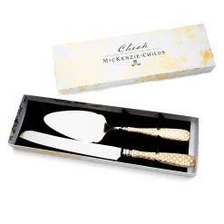 MacKenzie-Childs Gold Check Cake Serving Set* Outdoor Entertaining