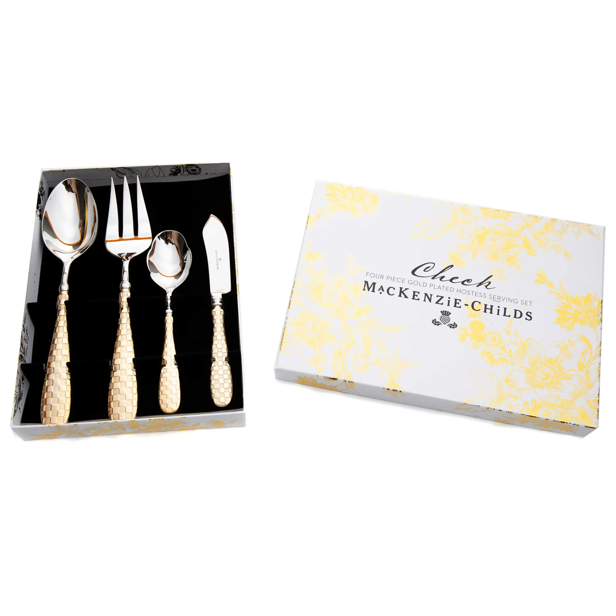 MacKenzie-Childs Gold Check Hostess Serving Set* Outdoor Entertaining