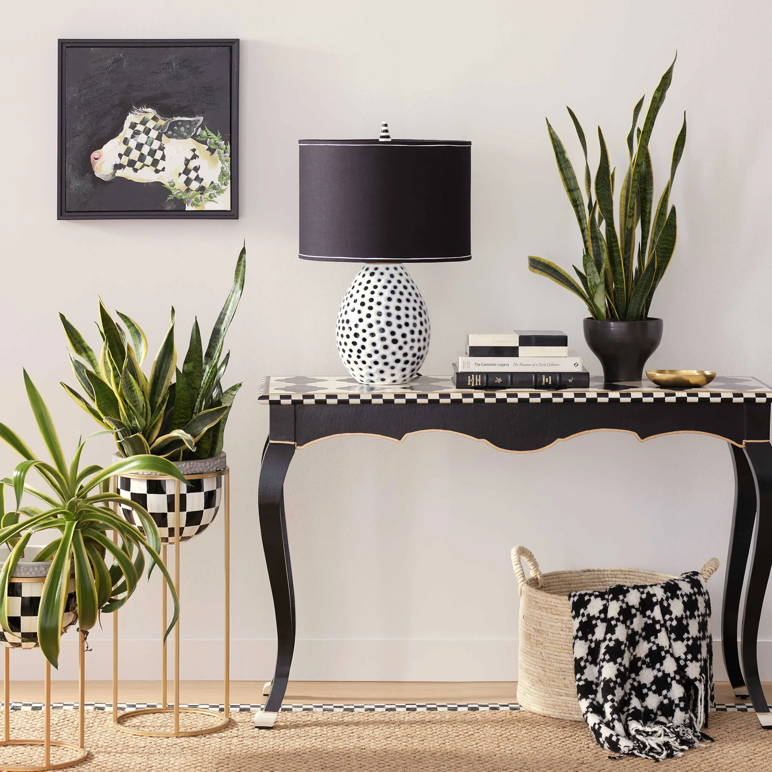 MacKenzie-Childs Houndstooth Throw - Black & Ivory* Pillows, Throws, & Cushions