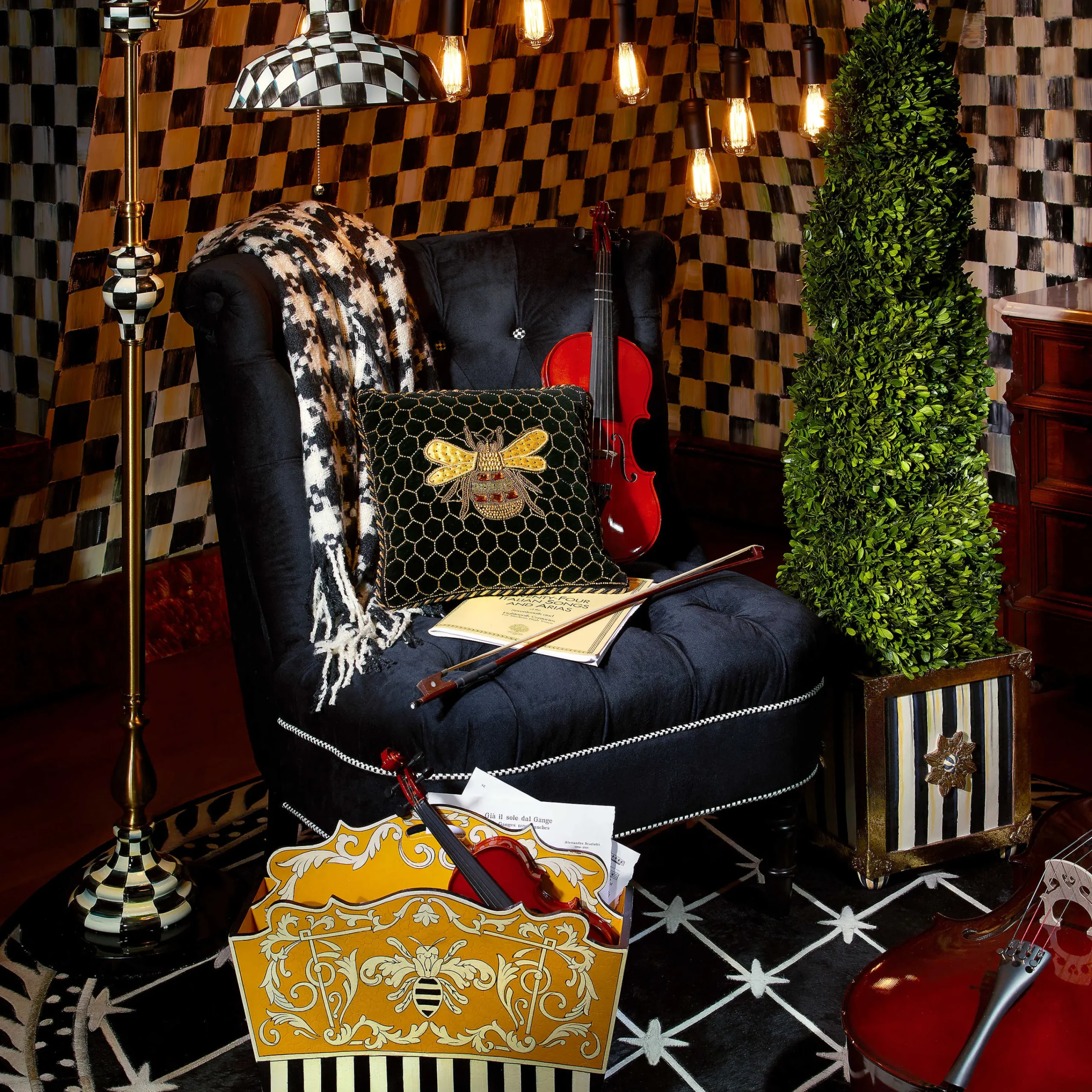 MacKenzie-Childs Houndstooth Throw - Black & Ivory* Pillows, Throws, & Cushions