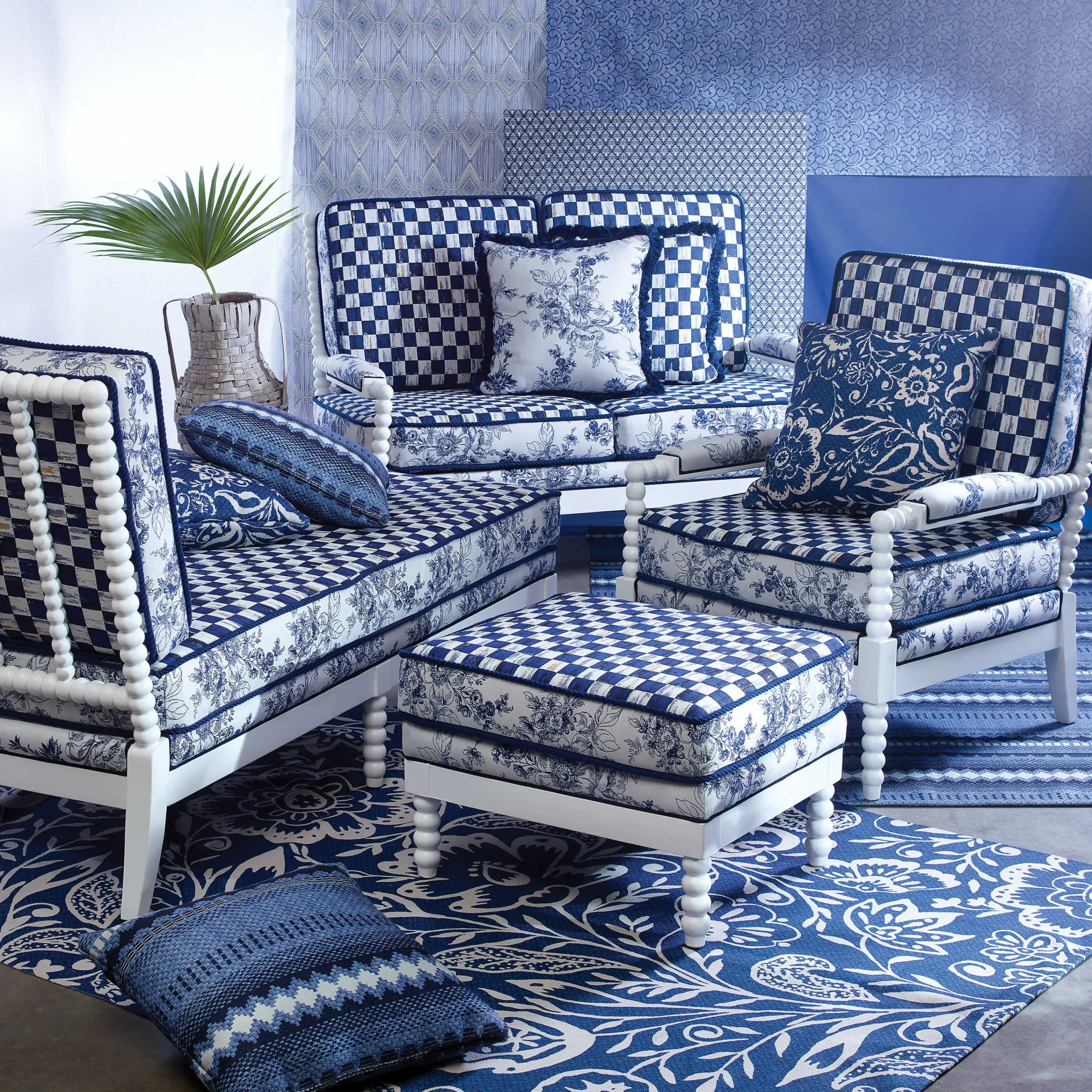 MacKenzie-Childs Indigo Villa Outdoor Accent Pillow* Outdoor Decor