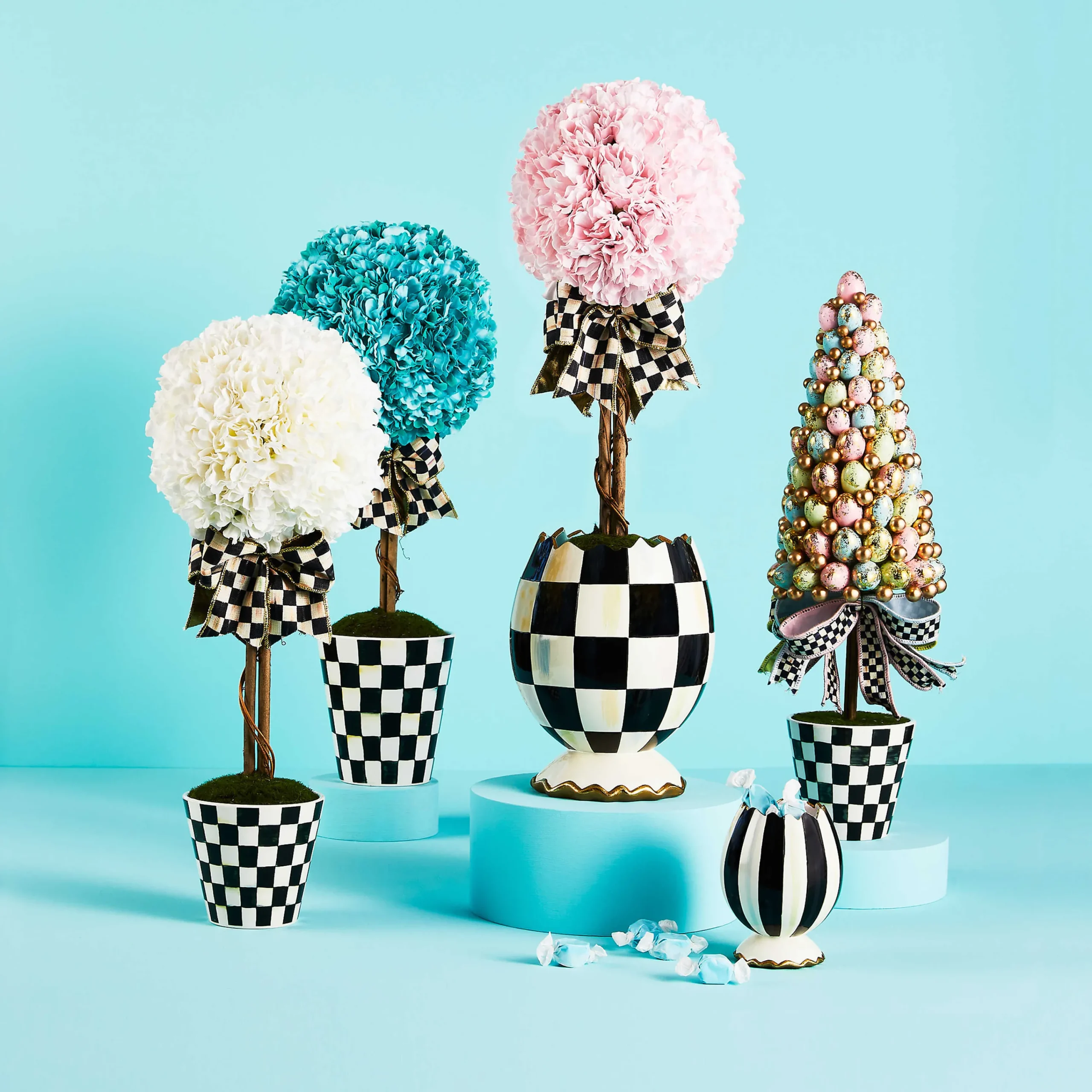 MacKenzie-Childs Ivory Topiary Drop In -Small* Greenery & Florals