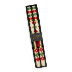 MacKenzie-Childs Jester Dinner Candles - Red, Green, & Gold - Set Of 2* Candles & Fragrances