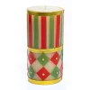 MacKenzie-Childs Jester Pillar Candle - Red, Green, & Gold - 6"* Candles & Fragrances