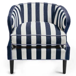 MacKenzie-Childs Marquee Accent Chair - Chenille Navy Stripe* Living Room