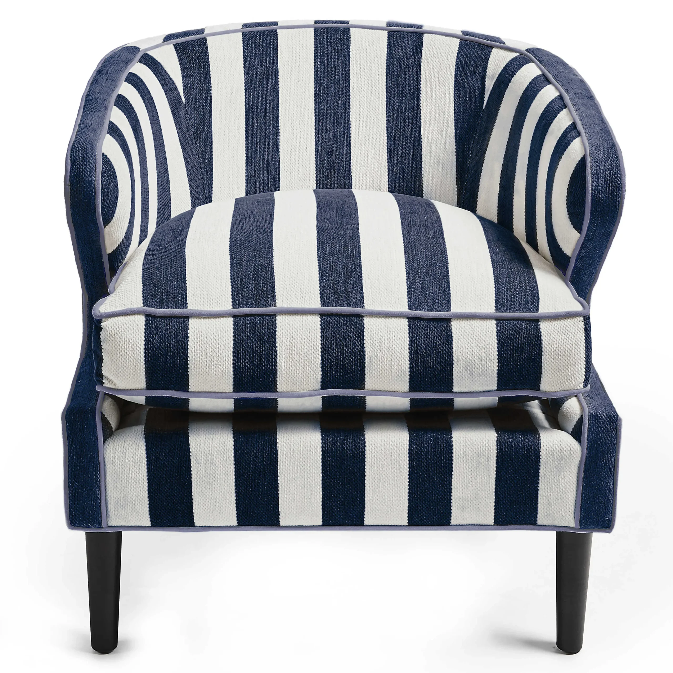 MacKenzie-Childs Marquee Accent Chair - Chenille Navy Stripe* Living Room