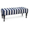 MacKenzie-Childs Marquee Bench - Chenille Navy Stripe* Living Room
